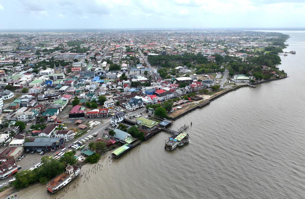 On April 6th, a drone photo was taken along the Suriname River in Paramaribo, the capital of Suriname.
