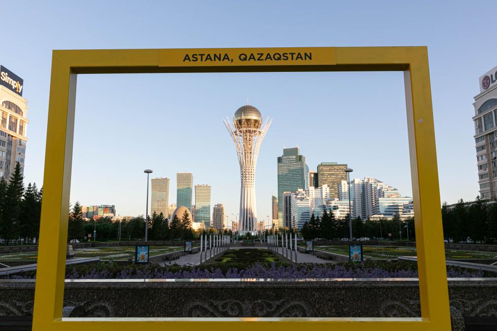 The Bayjelek Observation Tower was photographed on June 29th in Astana, the capital of Kazakhstan. Photo by Xinhua News Agency reporter Bai Xueqi