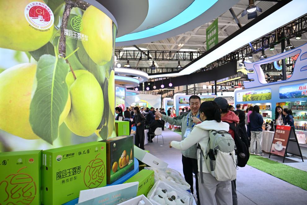 On October 17th, the audience visited and purchased premium brands in the exhibition area of the 22nd China International Agricultural Products Fair. Photo by Xinhua News Agency reporter Sun Fanyue